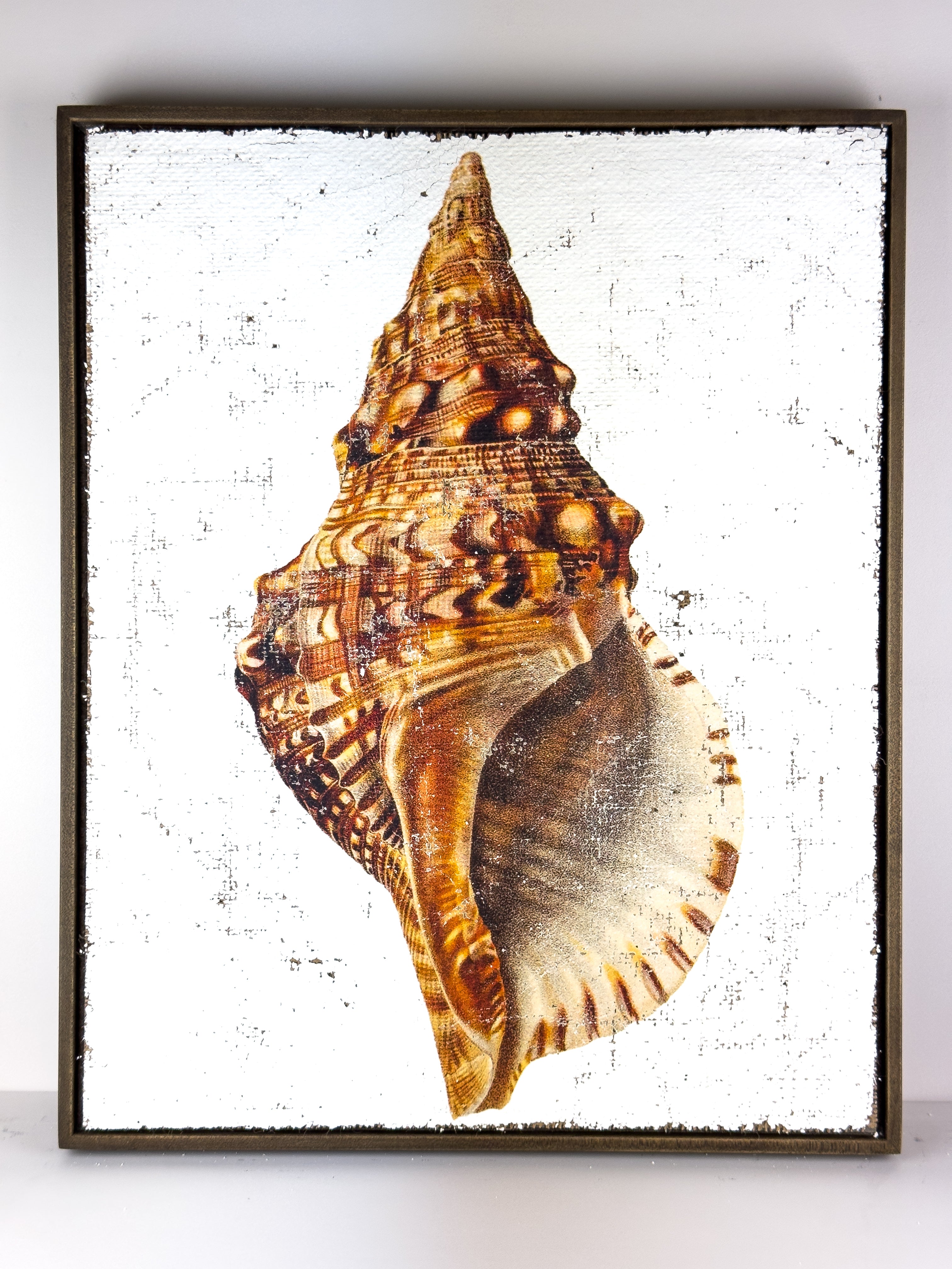 Beautiful textured conch shell wall decor on jute and gesso fabric ...