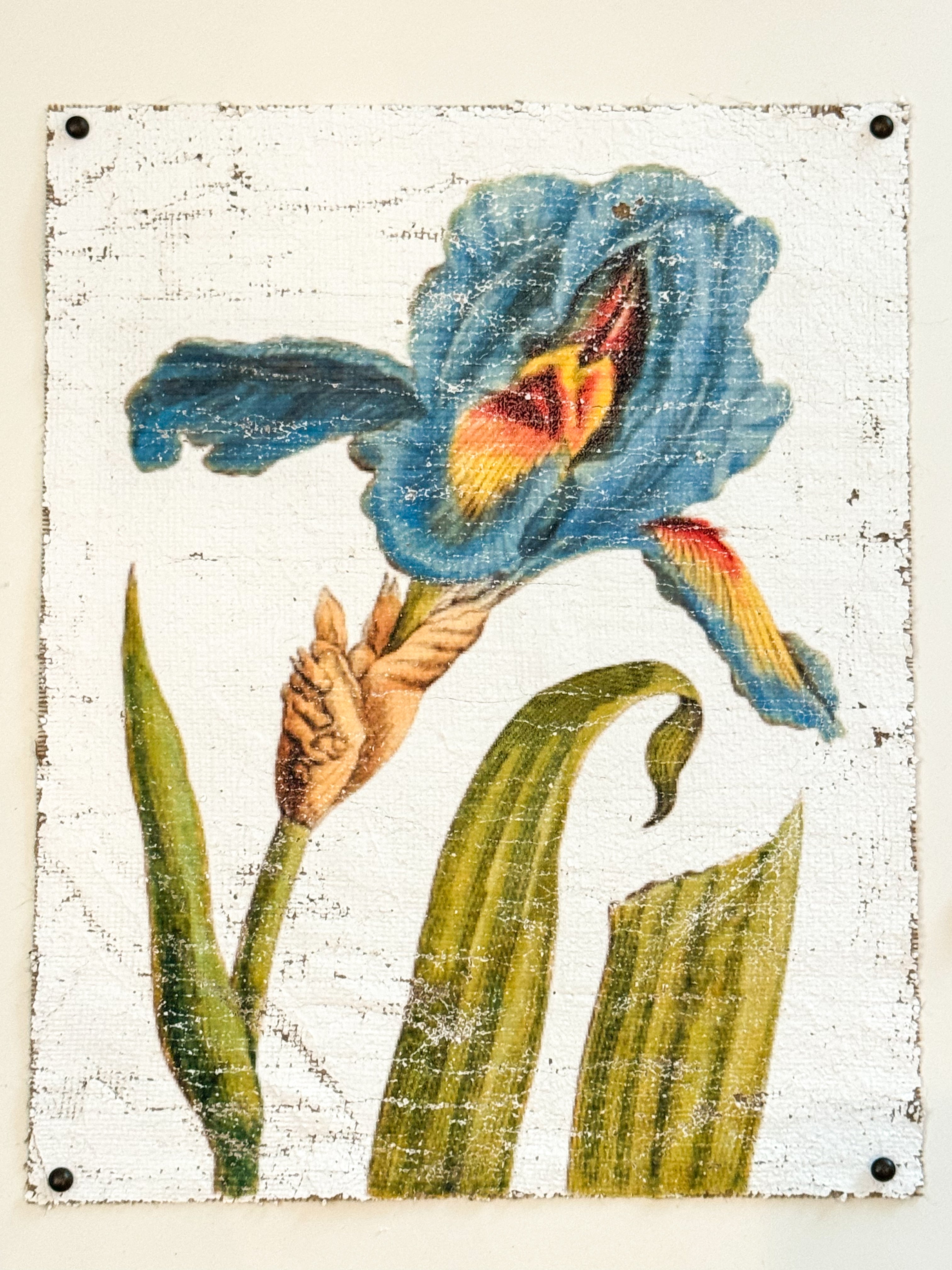 Beautiful textured teal flower wall decor. Vintage teal flower